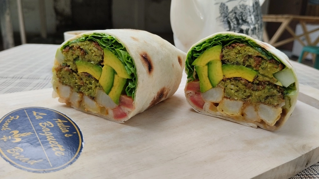 Lebanese Falafel Burrito with Avocado (Vegetable Sauce)